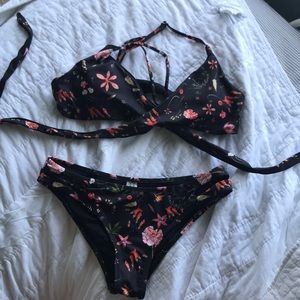 Floral Black Bikini Set (never worn!)
